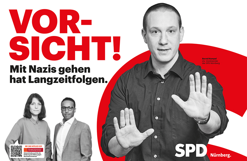 SPD-Vorsitzender Bernd Hampel auf dem Großflächenplakatmotiv gegen Querdenker